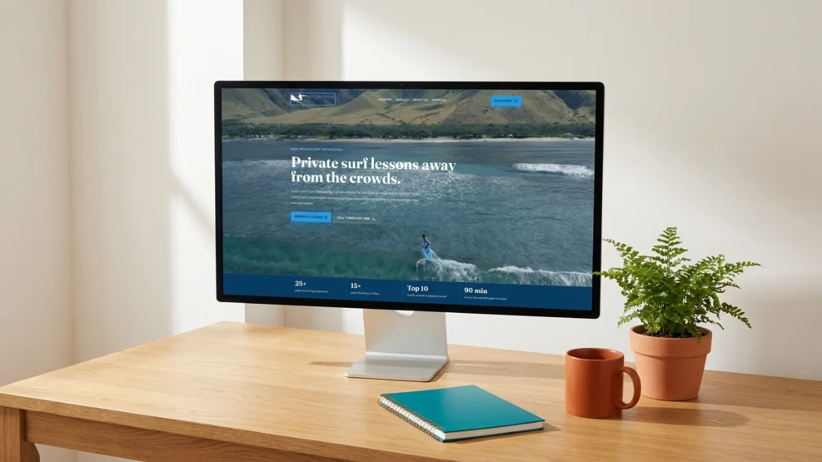 Zack Howard Surf website on a desktop monitor
