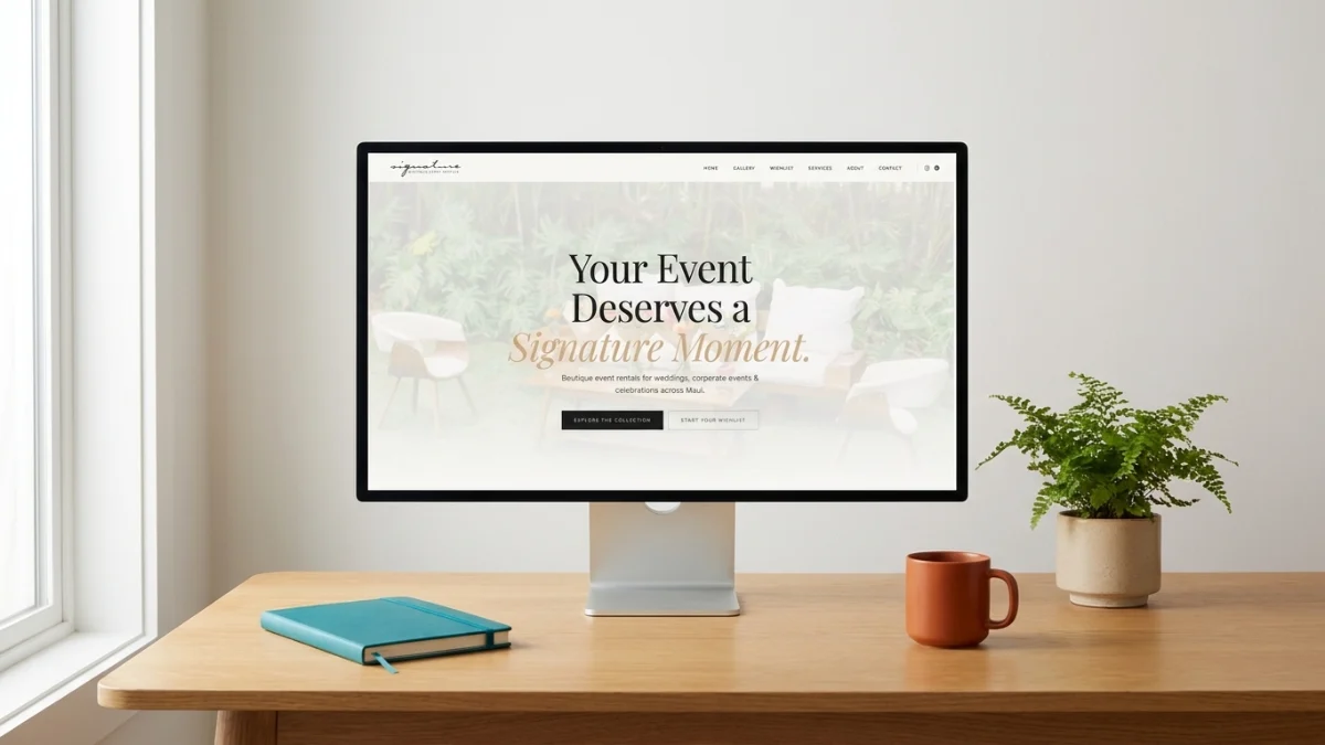 Signature Maui website on a desktop monitor