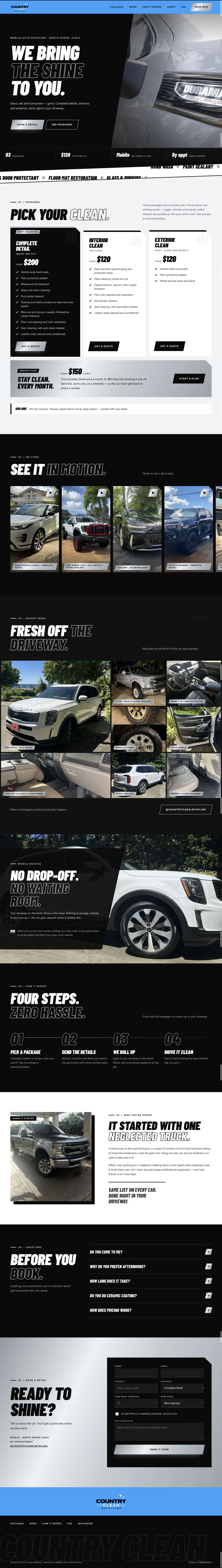Country Clean Detailing homepage captured in a desktop browser