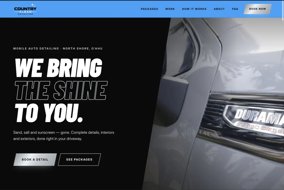 Country Clean Detailing website preview