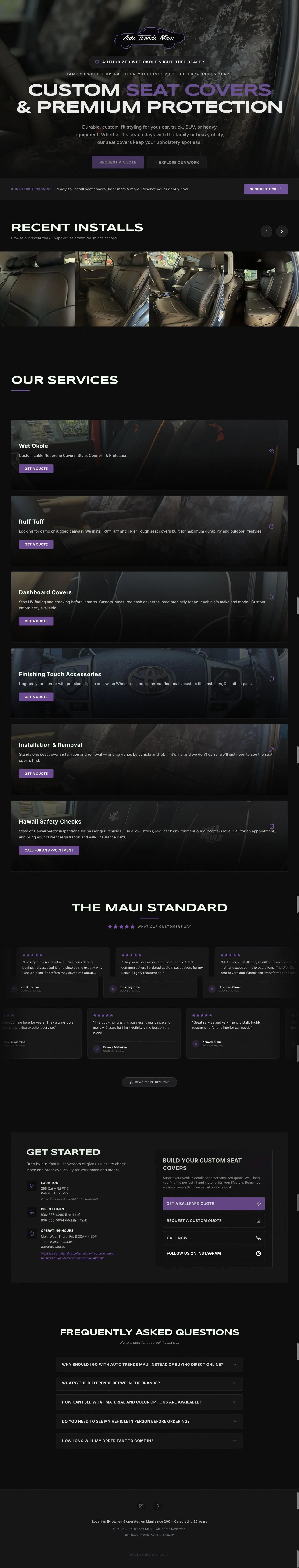 Auto Trends Maui homepage captured in a desktop browser
