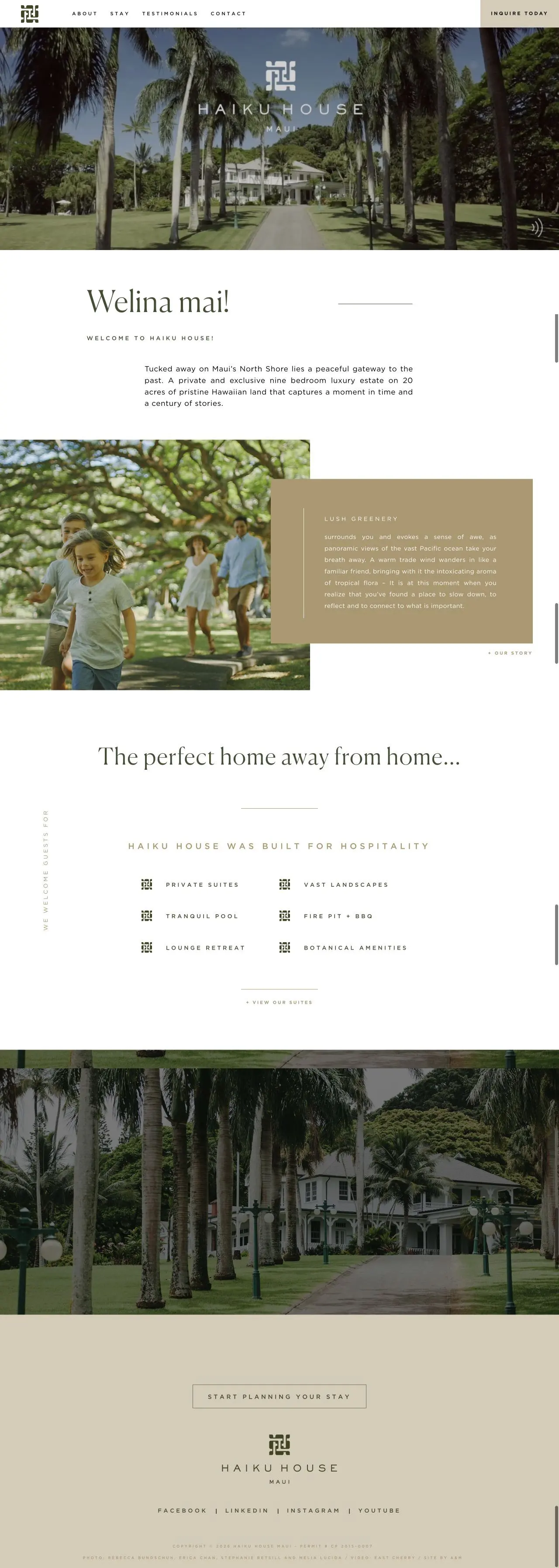Haiku House Maui homepage captured in a desktop browser