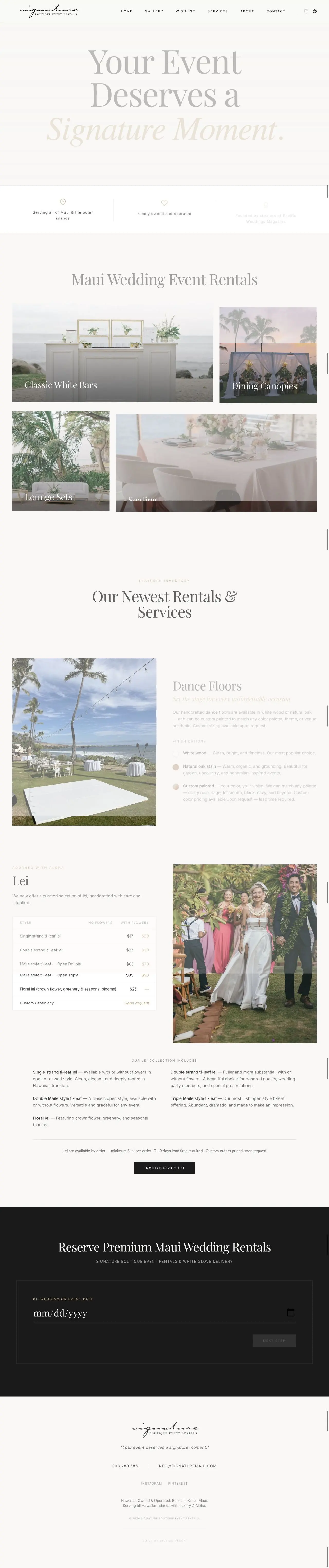 Signature Maui homepage captured in a desktop browser