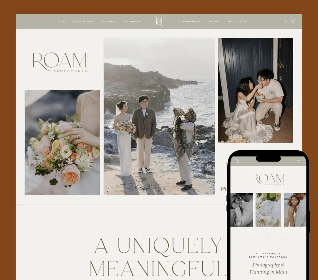 Roam Elopements website design