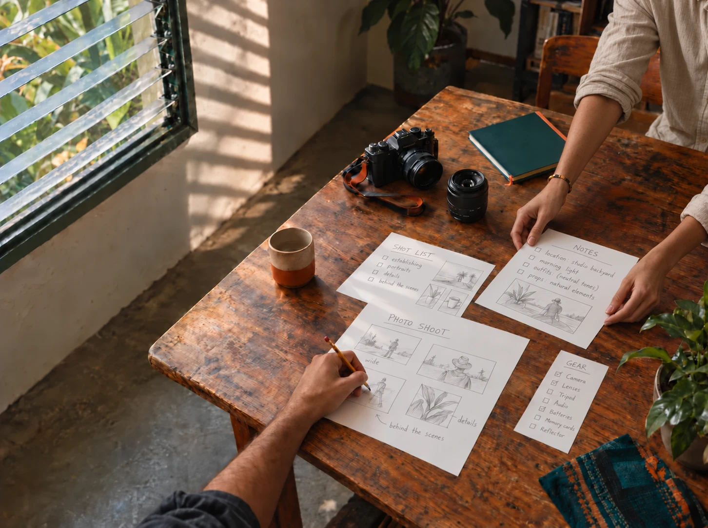 Hawaii creative team arranging physical planning materials