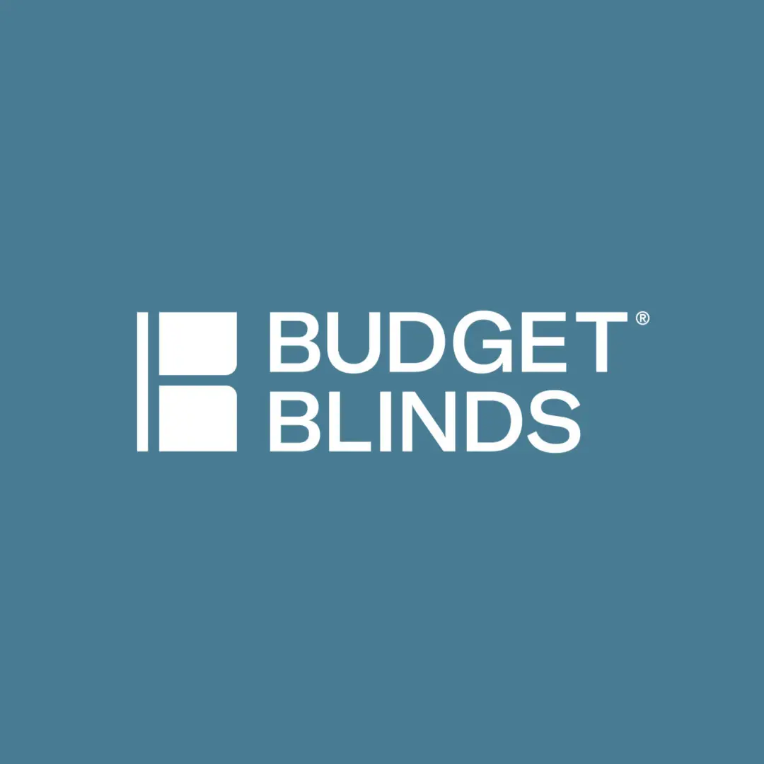 Digital Reach Budget Blinds logo: white text on a teal background
