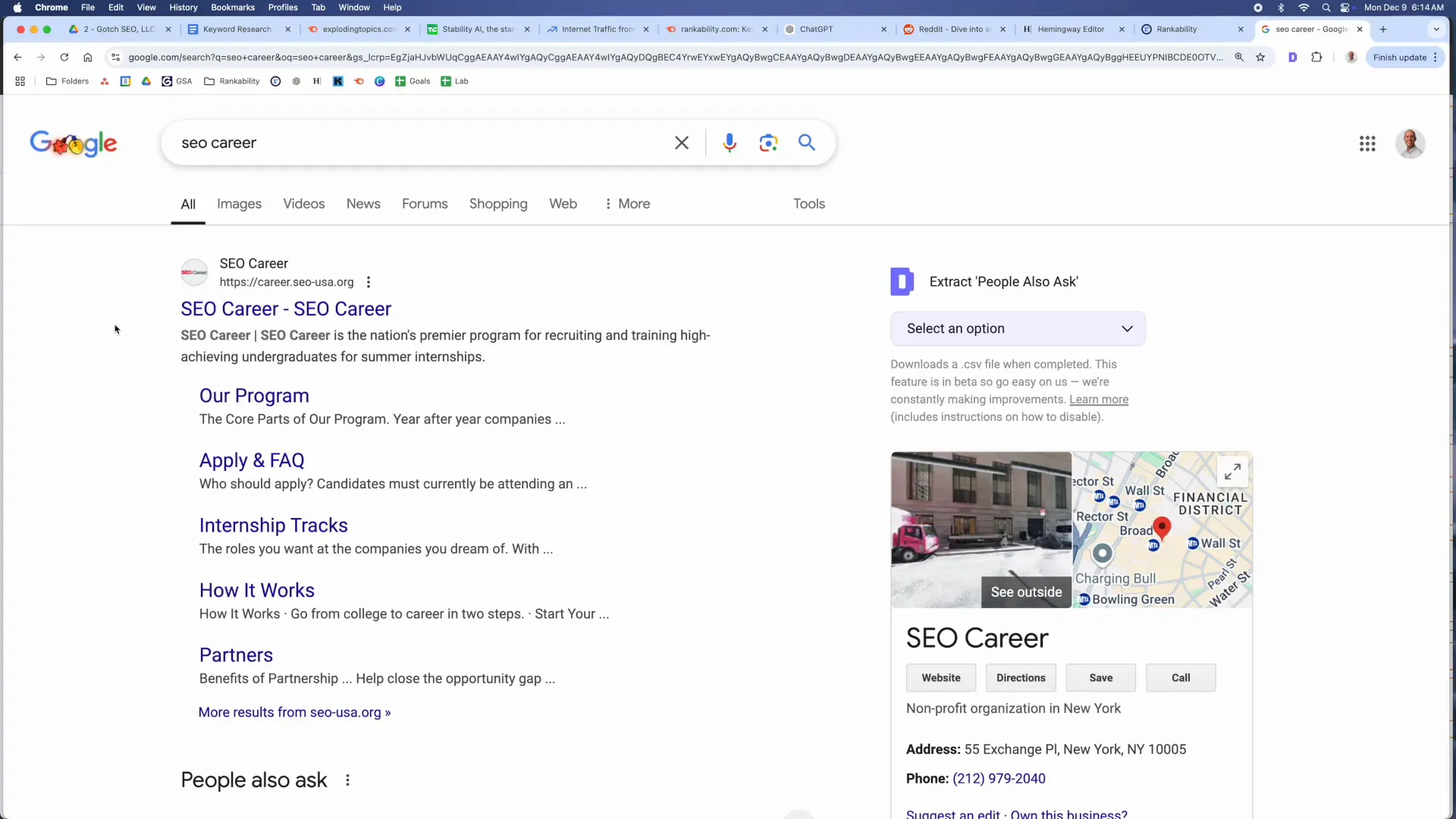 Extracting keywords from the People Also Ask section
