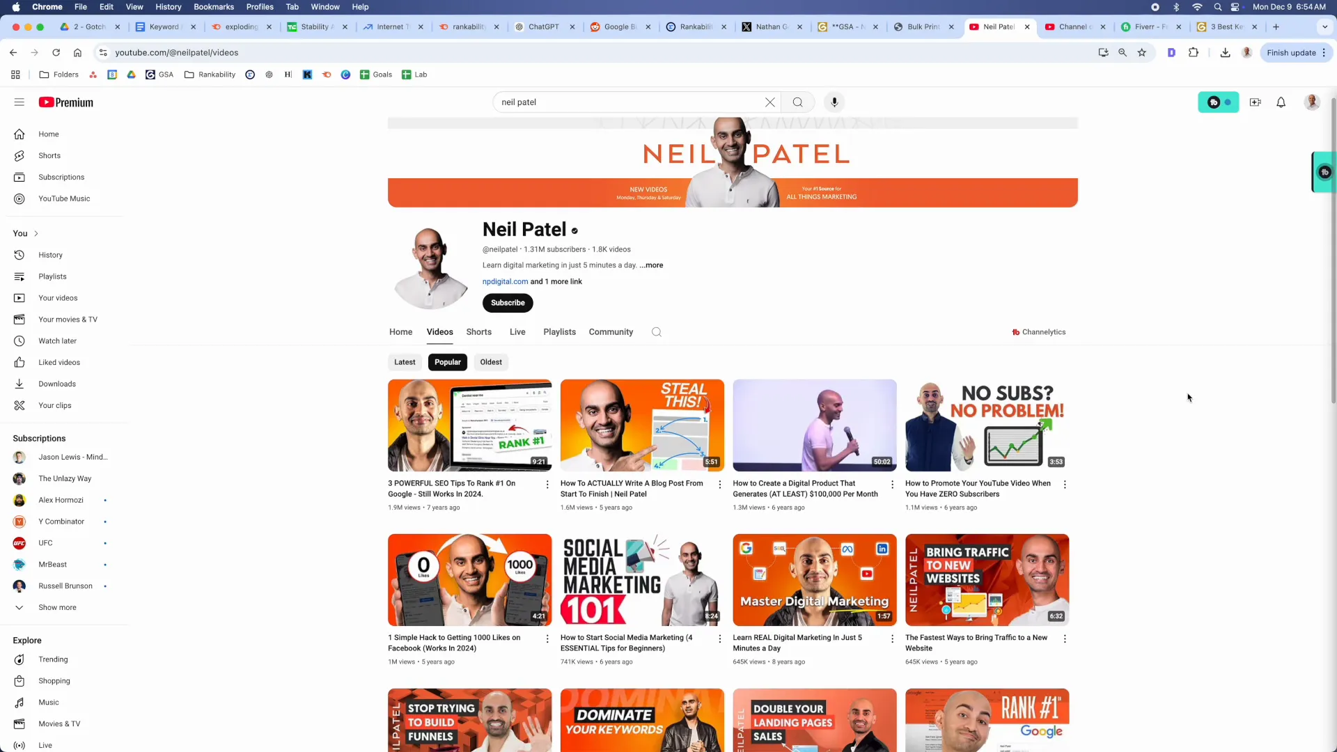 Finding content ideas from popular YouTube videos