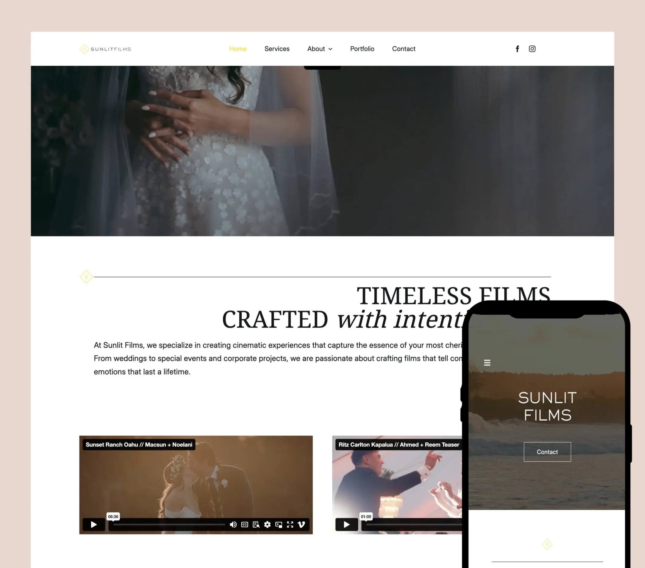 Digital Reach, Sunlit Films wedding video highlights: romantic sunset beach ceremony and elegant ballroom dance.
