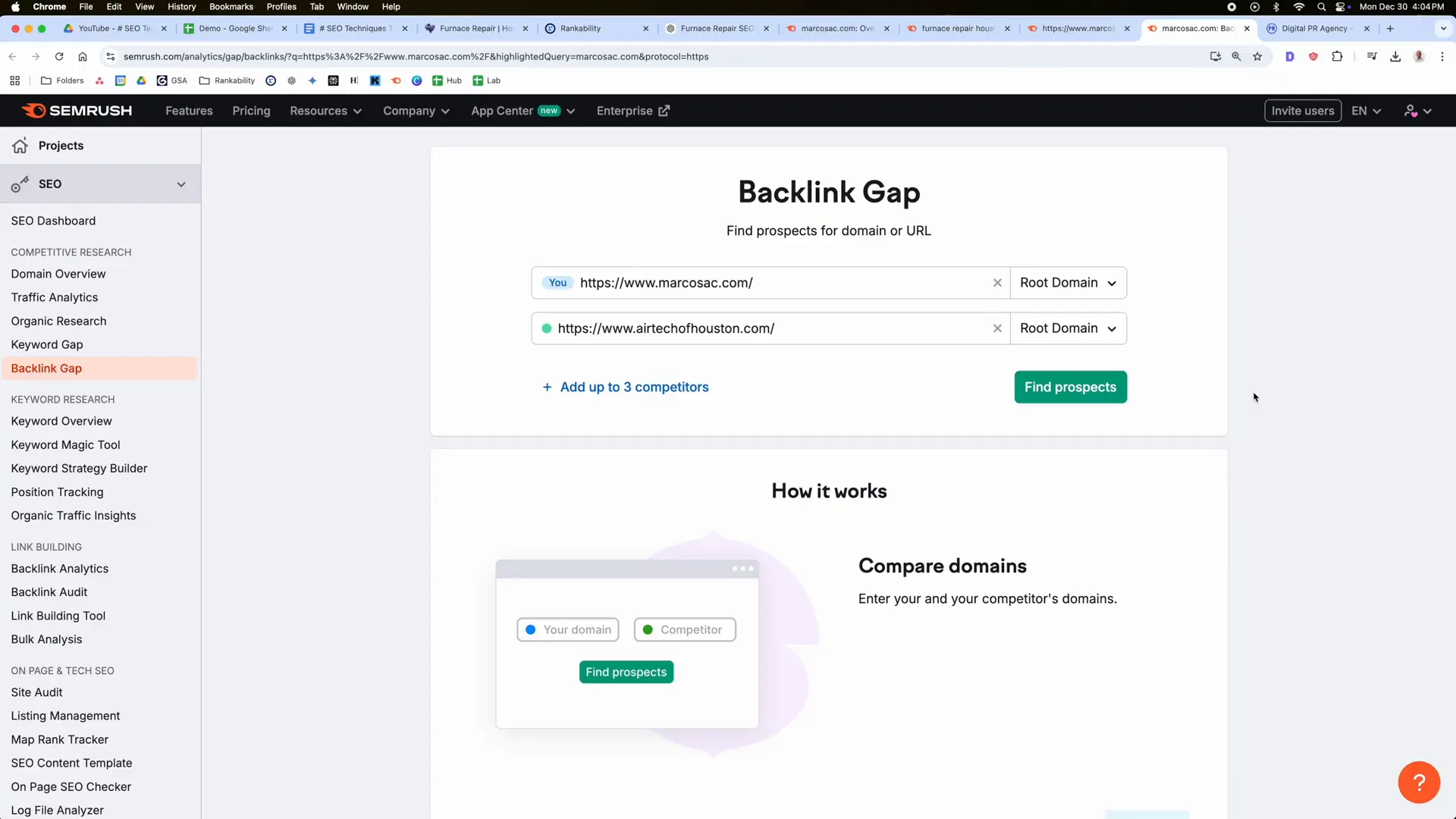 Finding backlink gaps