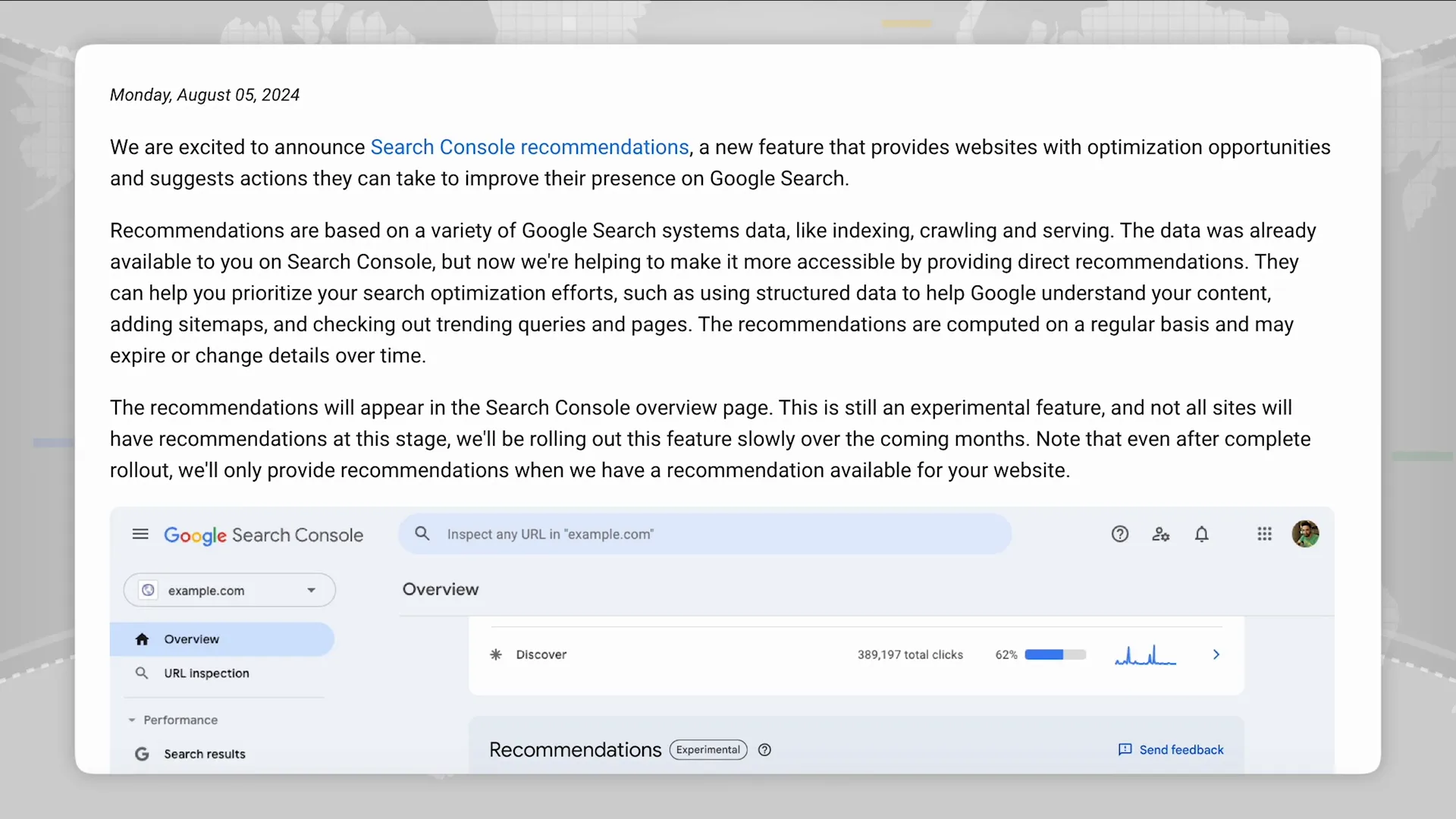Search Console performance report