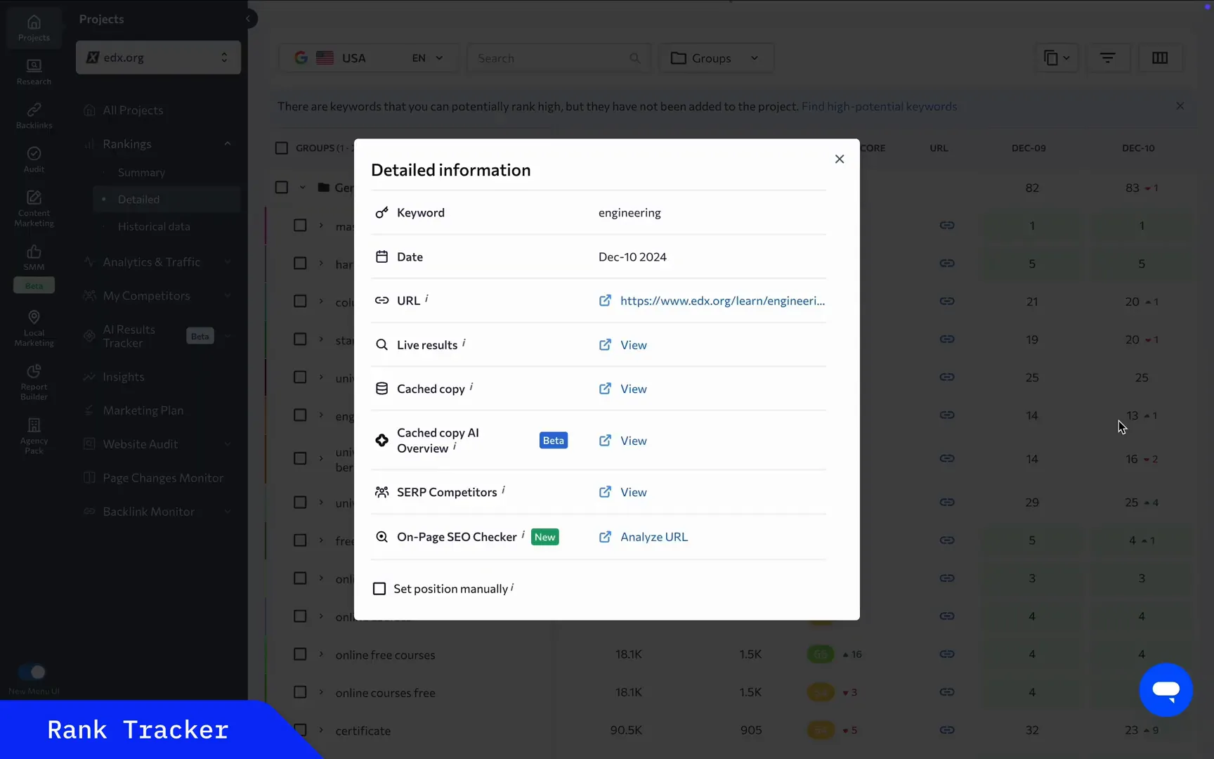 Continuous monitoring of SEO health