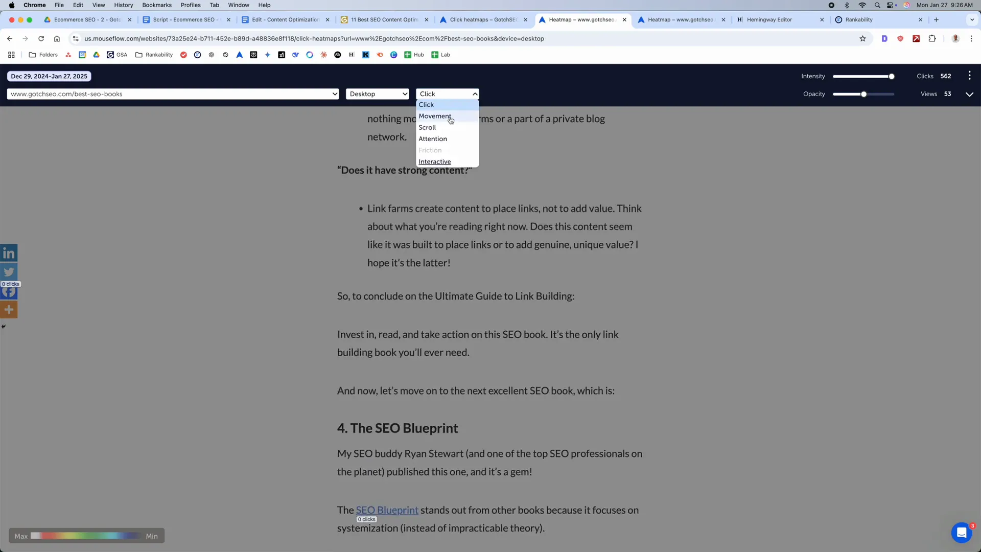 Mouseflow heatmap analysis