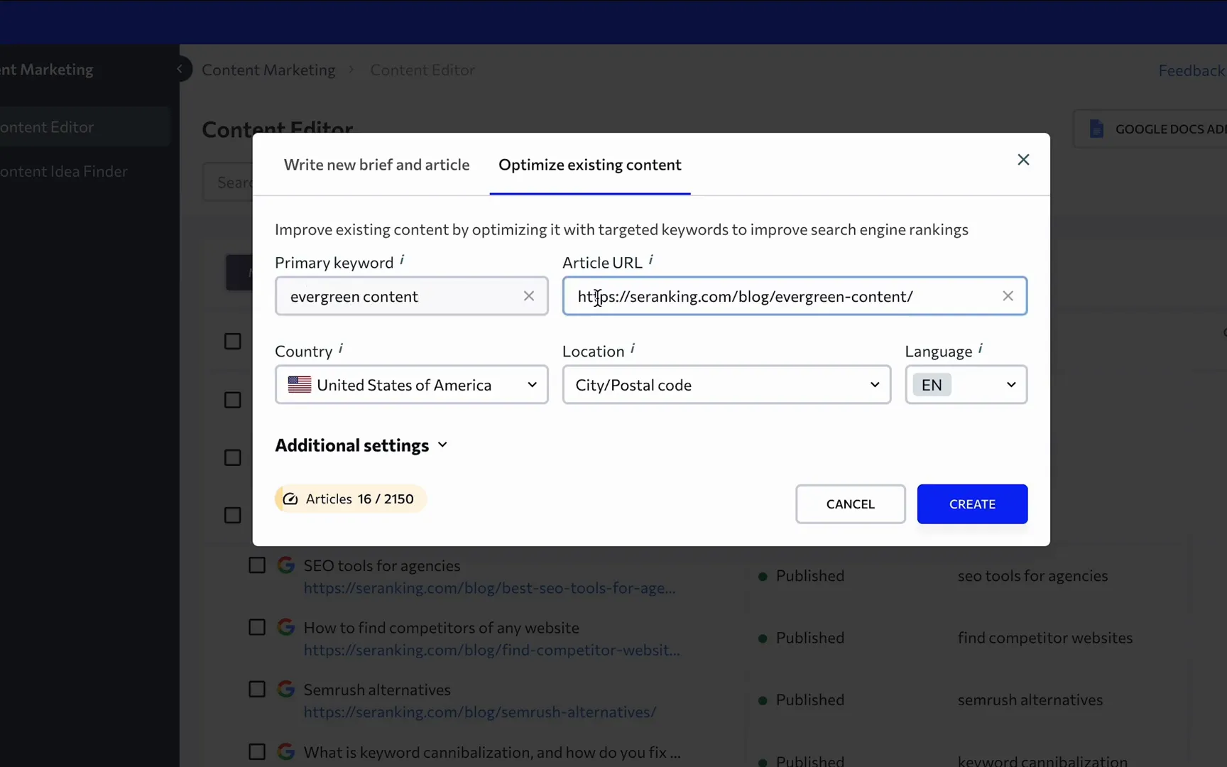 Optimizing Existing Content