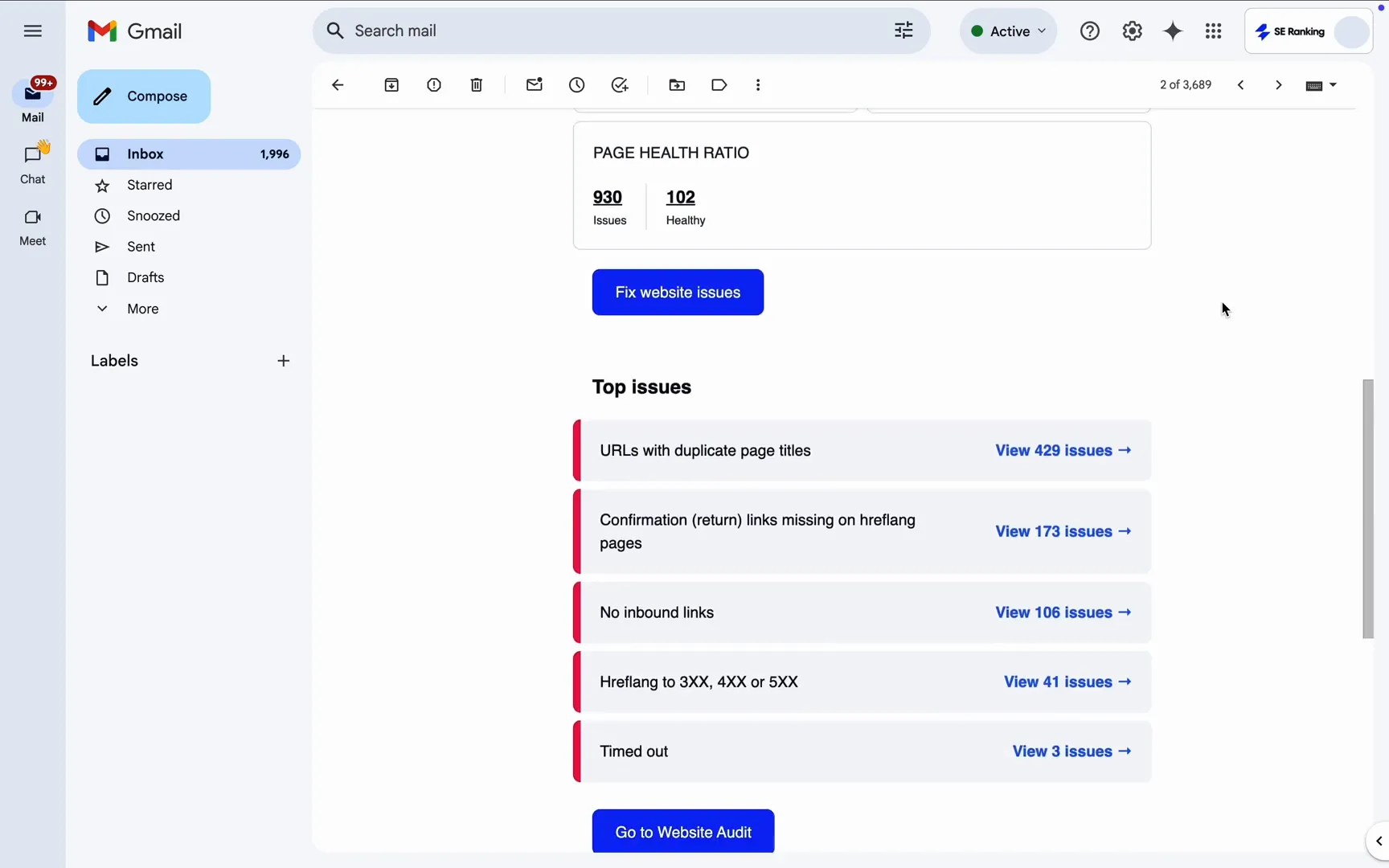 Recurring email reports for continuous monitoring