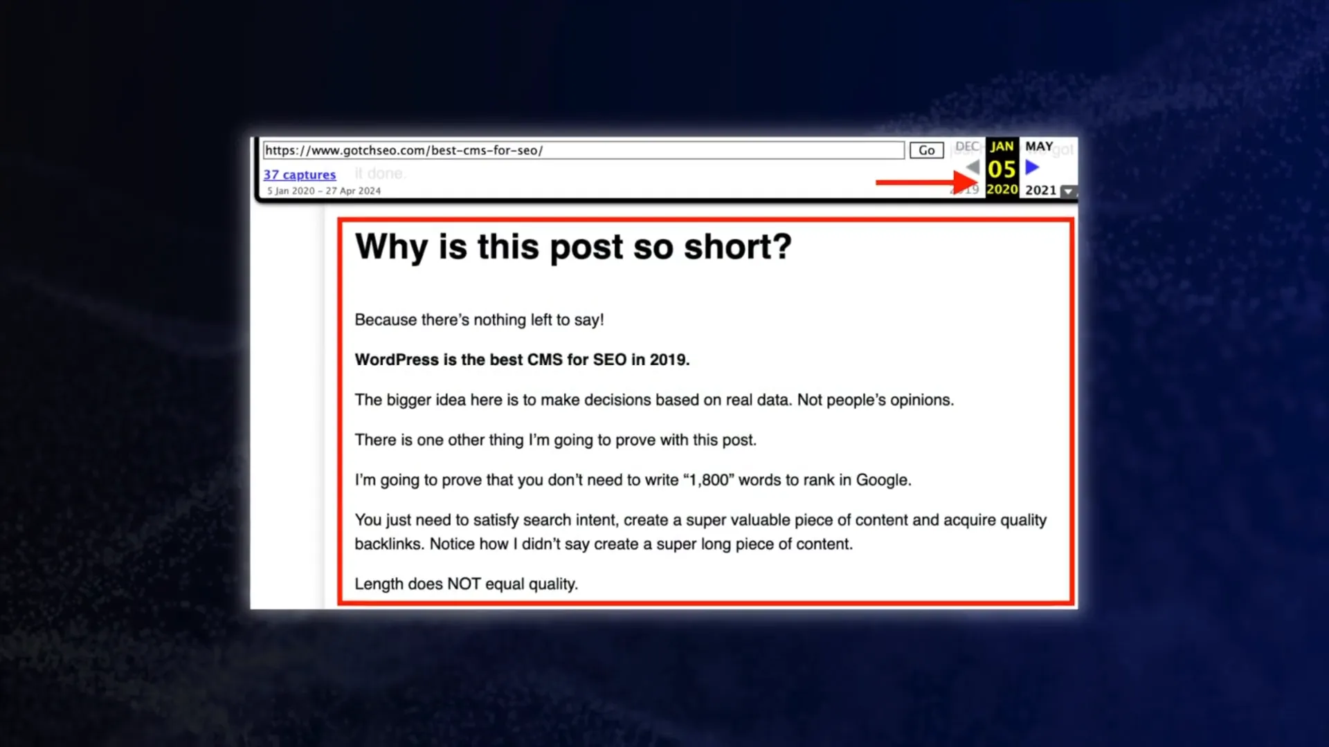 Short content ranking example
