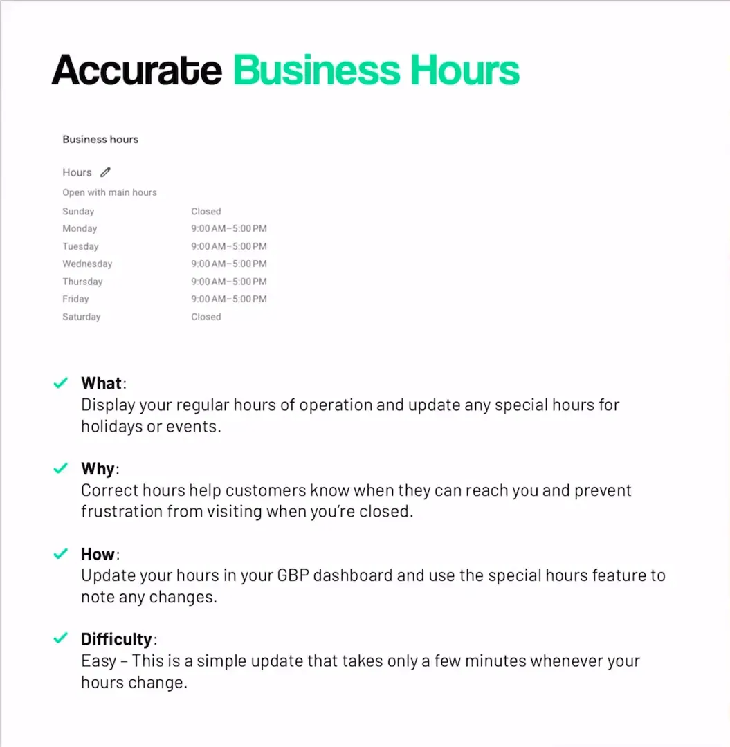 Setting accurate business hours