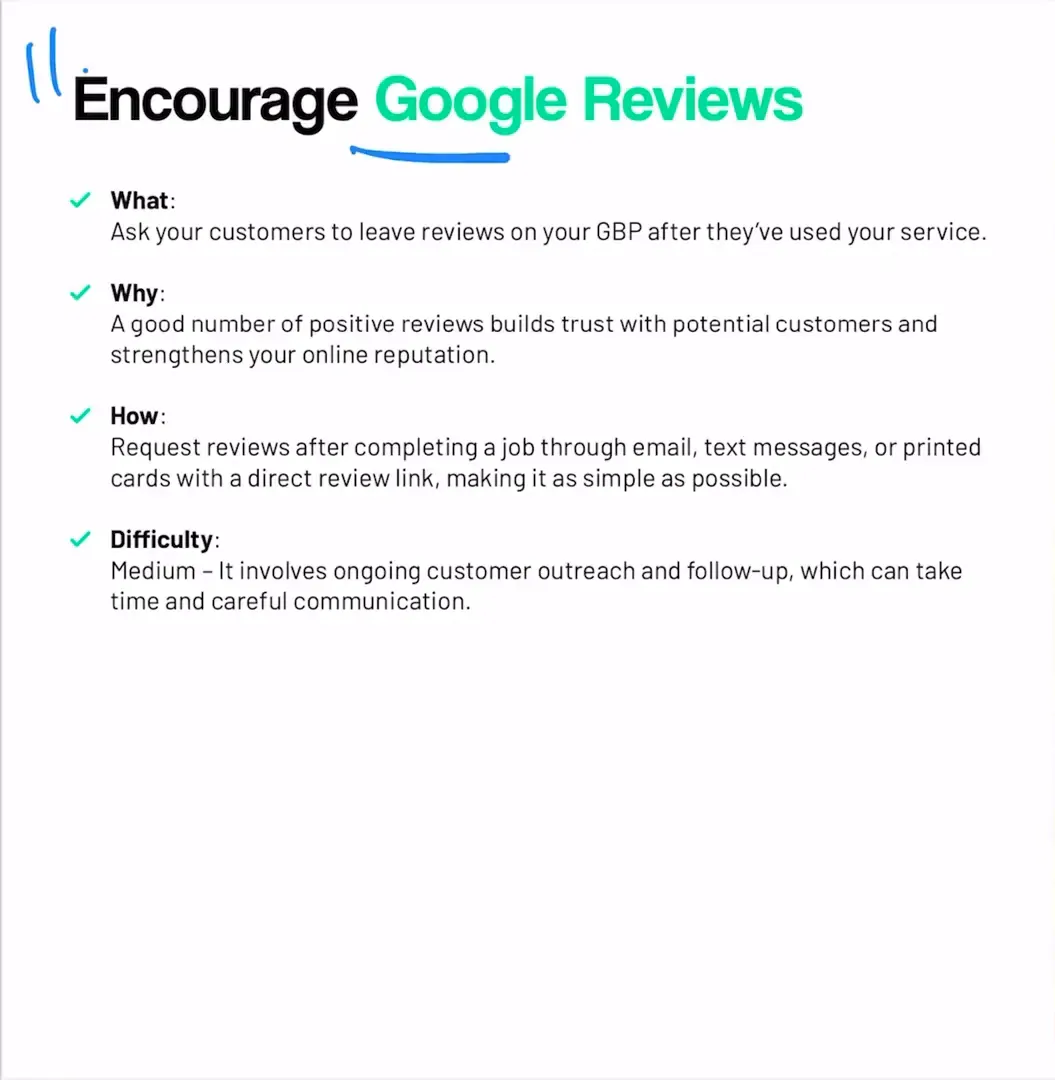 Encouraging Google reviews