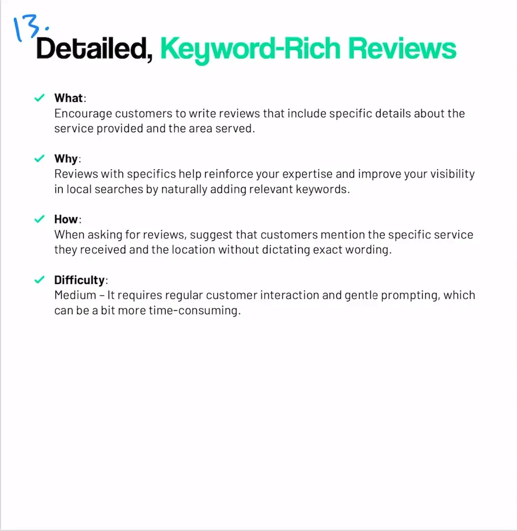 Including keywords in customer reviews