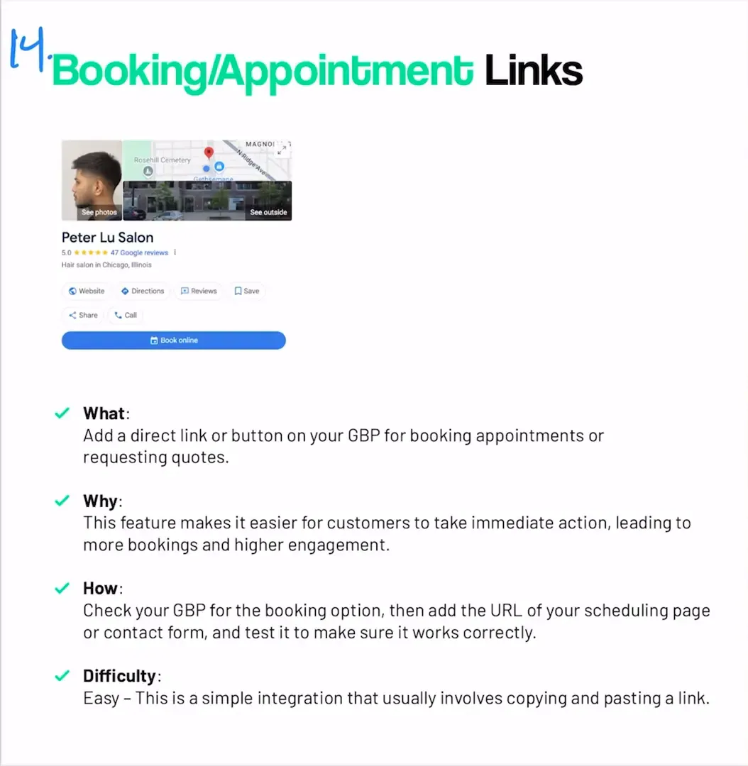 Including a booking appointment link