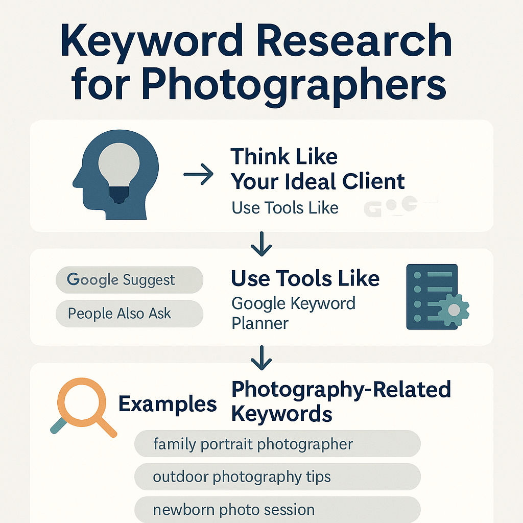 Digital Reach, Infographic: SEO tips for photographers, using keyword research tools.