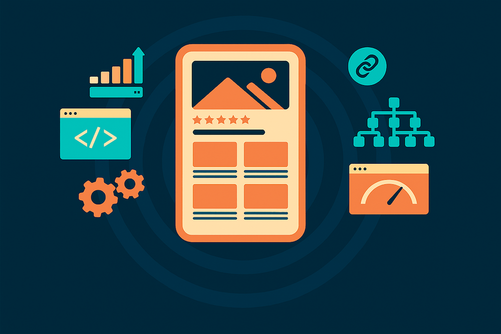 Digital Reach, Infographic: Maui SEO strategies for local business growth. Elements include website design, code, analytics, and link building.