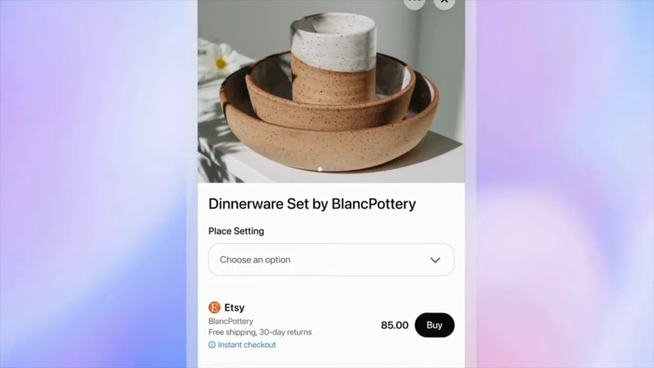 ChatGPT showing products and instant checkout in chat