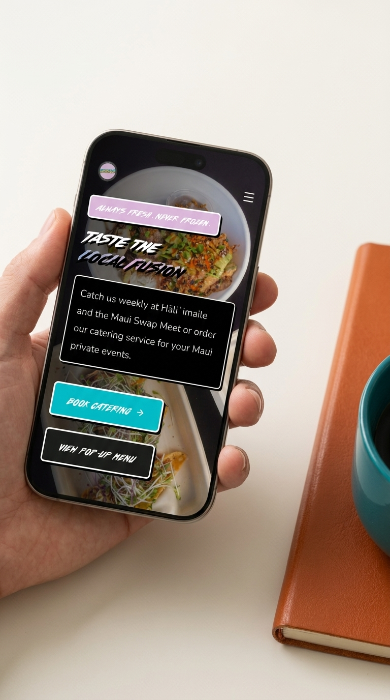 Shibiz Catering mobile site — Digital Reach Hawaii portfolio piece