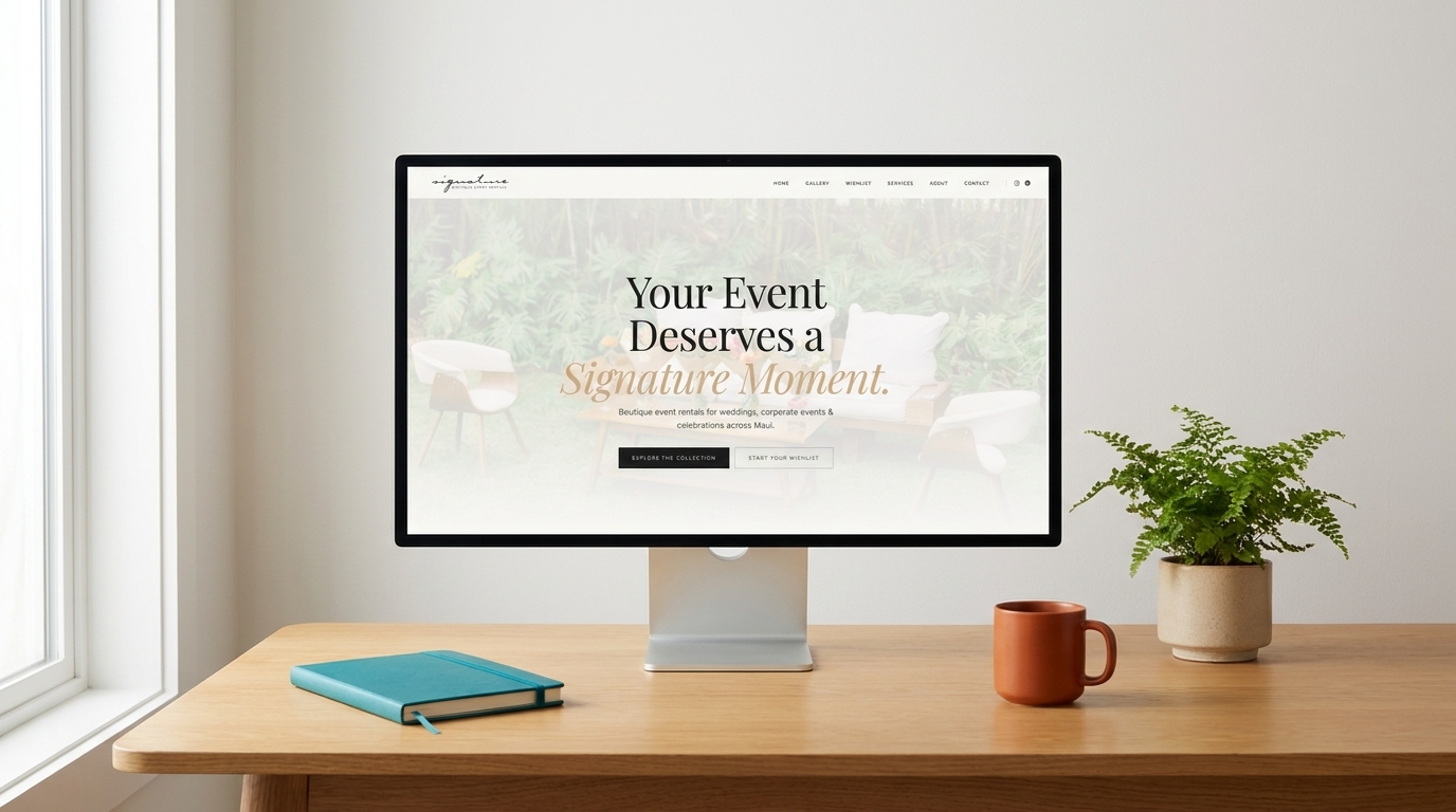 Signature Maui website on a desktop monitor — Digital Reach Hawaii portfolio