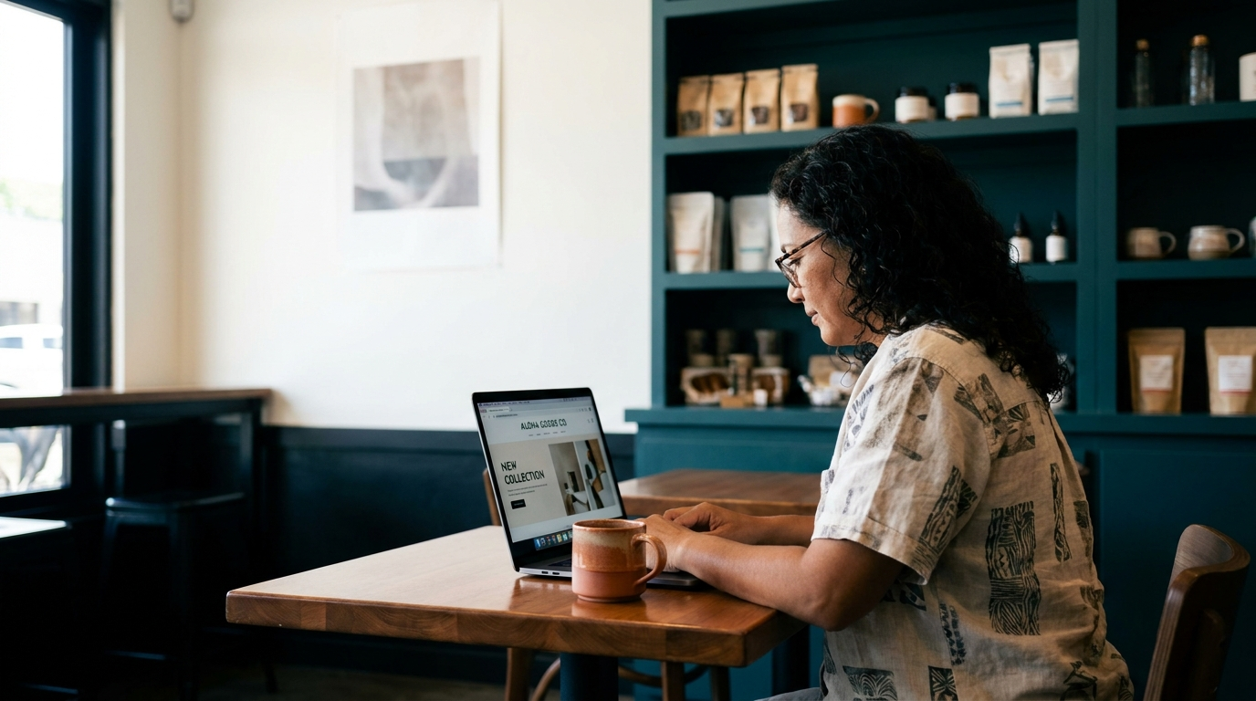 Hawaii small-business owner reviewing a new Honolulu website preview on a laptop before launch